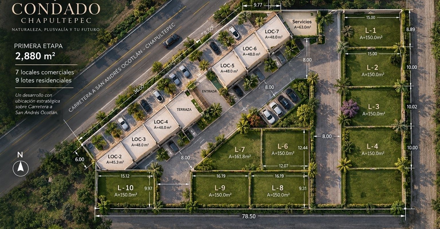 Plano de lotificación de la primera etapa de Condado Chapultepec